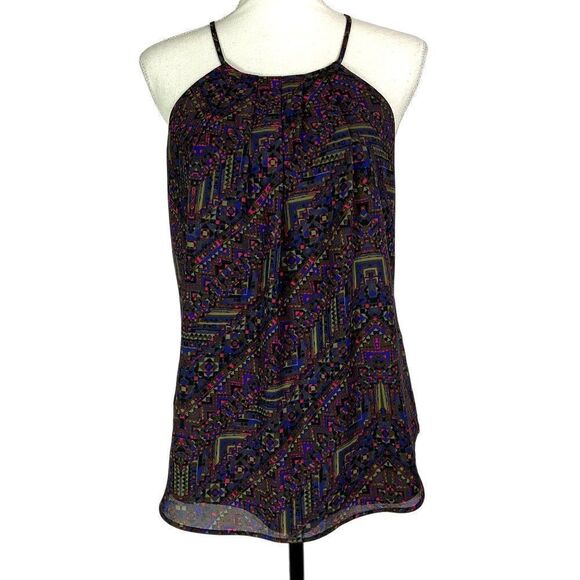 Sanctuary Halter Tank Top, small, blue/green/pink geometric print - Picture 2 of 8